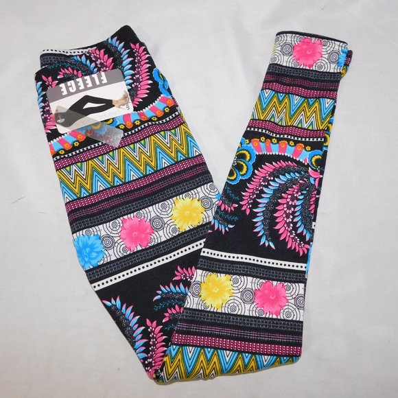 Shosho Womens S/M Winter Fleece Lined Leggings Vibrant Bright Multicolour  - NEW - Picture 7 of 11